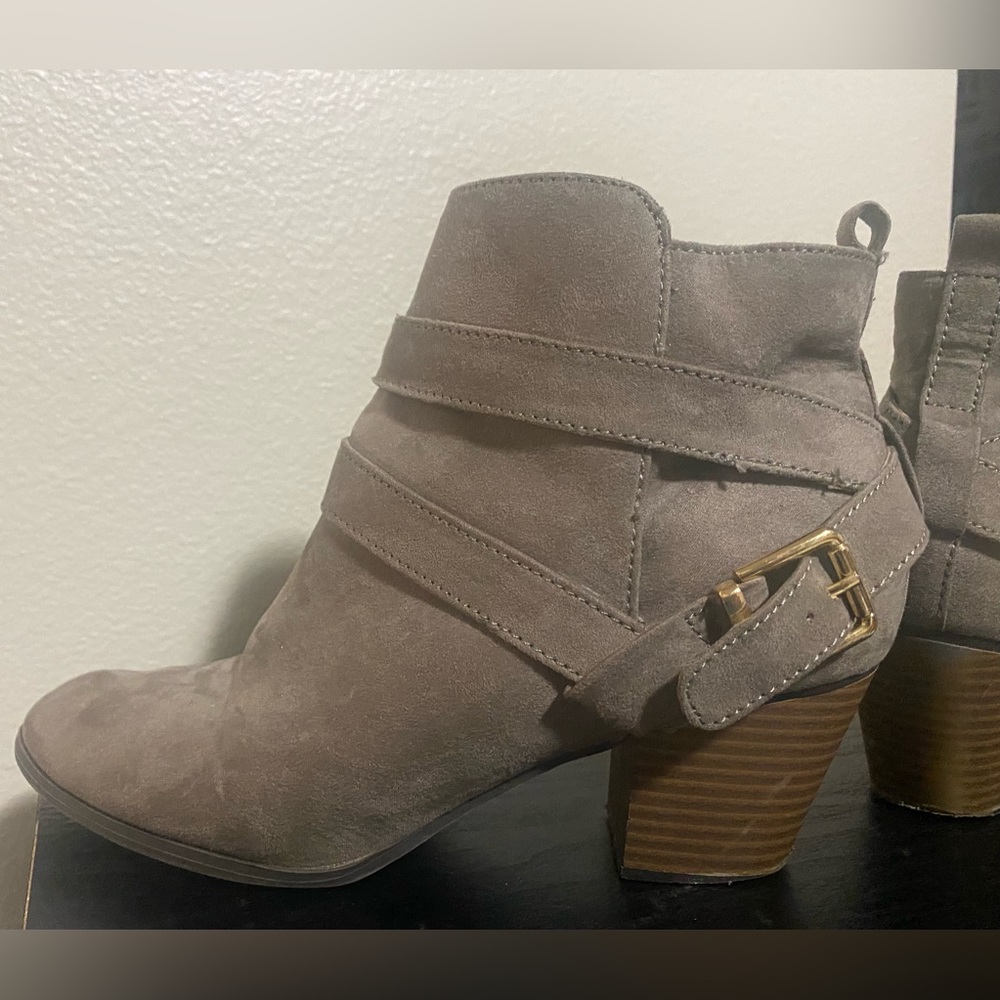 Used Grey JCrew brown Heel Booties - size 8